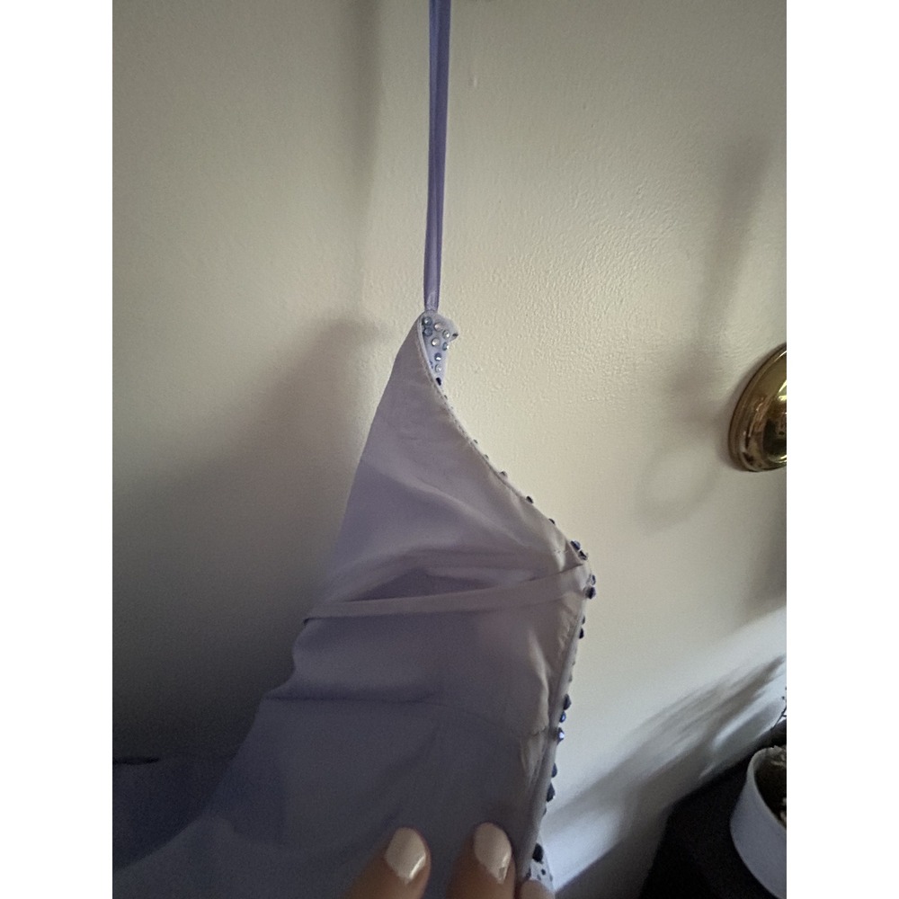 La Femme Gown Formal Dress Lavender Rhinestone Beaded Slit Evening Prom - Picture 3 of 4